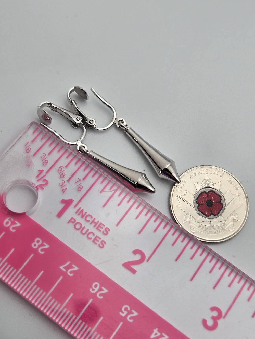 Vintage Sarah Coventry Canada Silver Tone Clip On Drop Earrings 1960s Signed - Picture 13 of 13